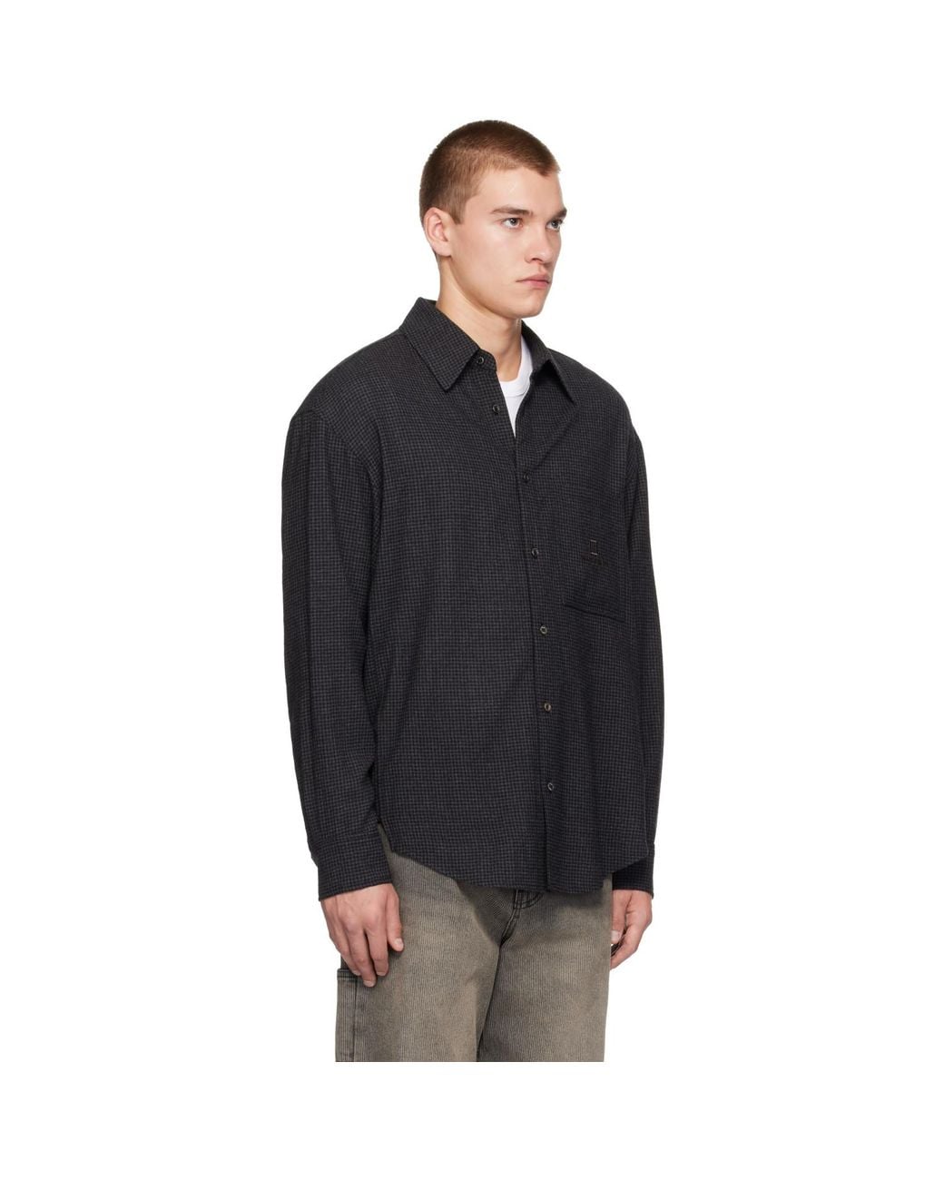 Wooyoungmi Black Small Check Shirt for men