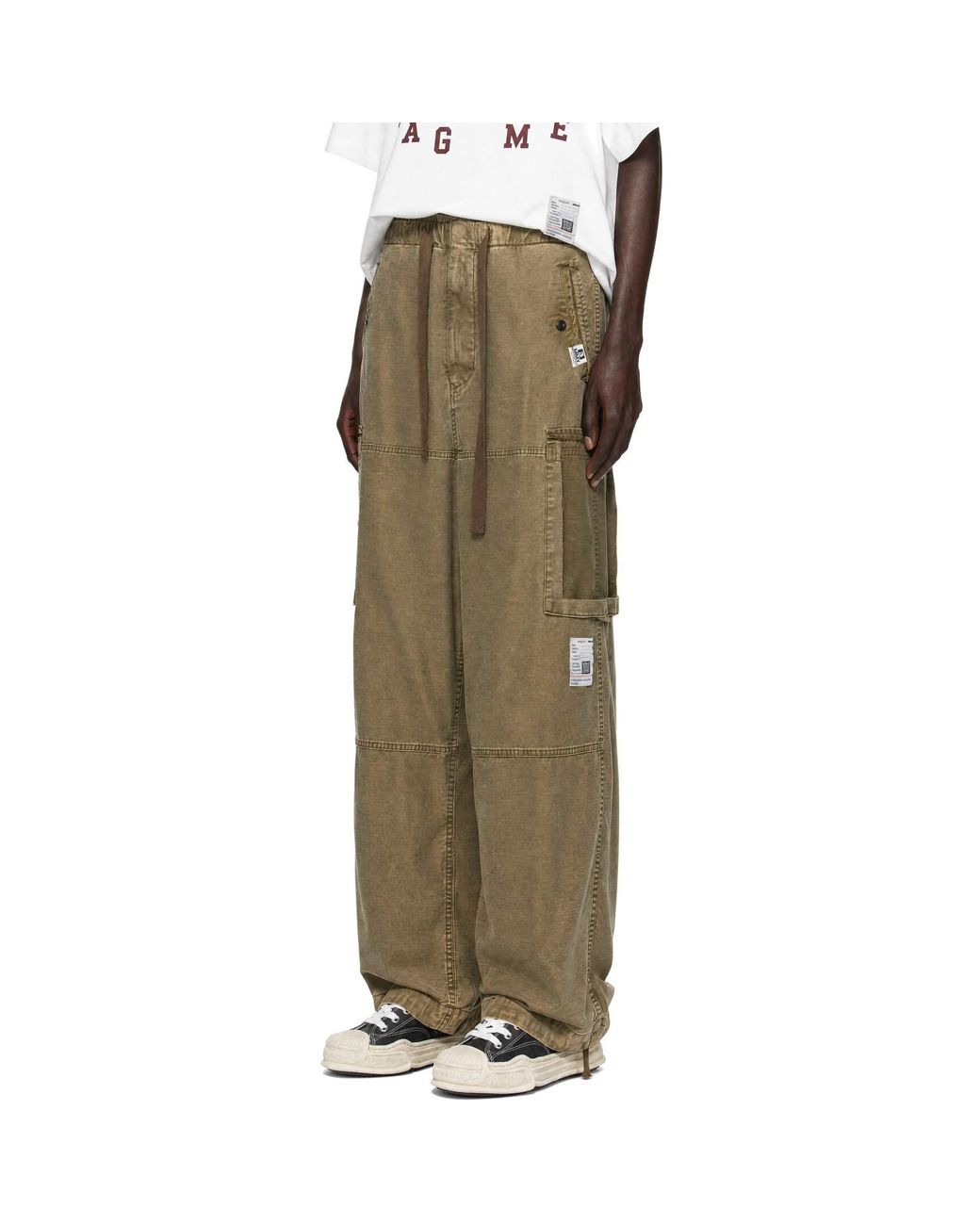 Maison Mihara Yasuhiro Green Cotton Satin Cargo Pants for men