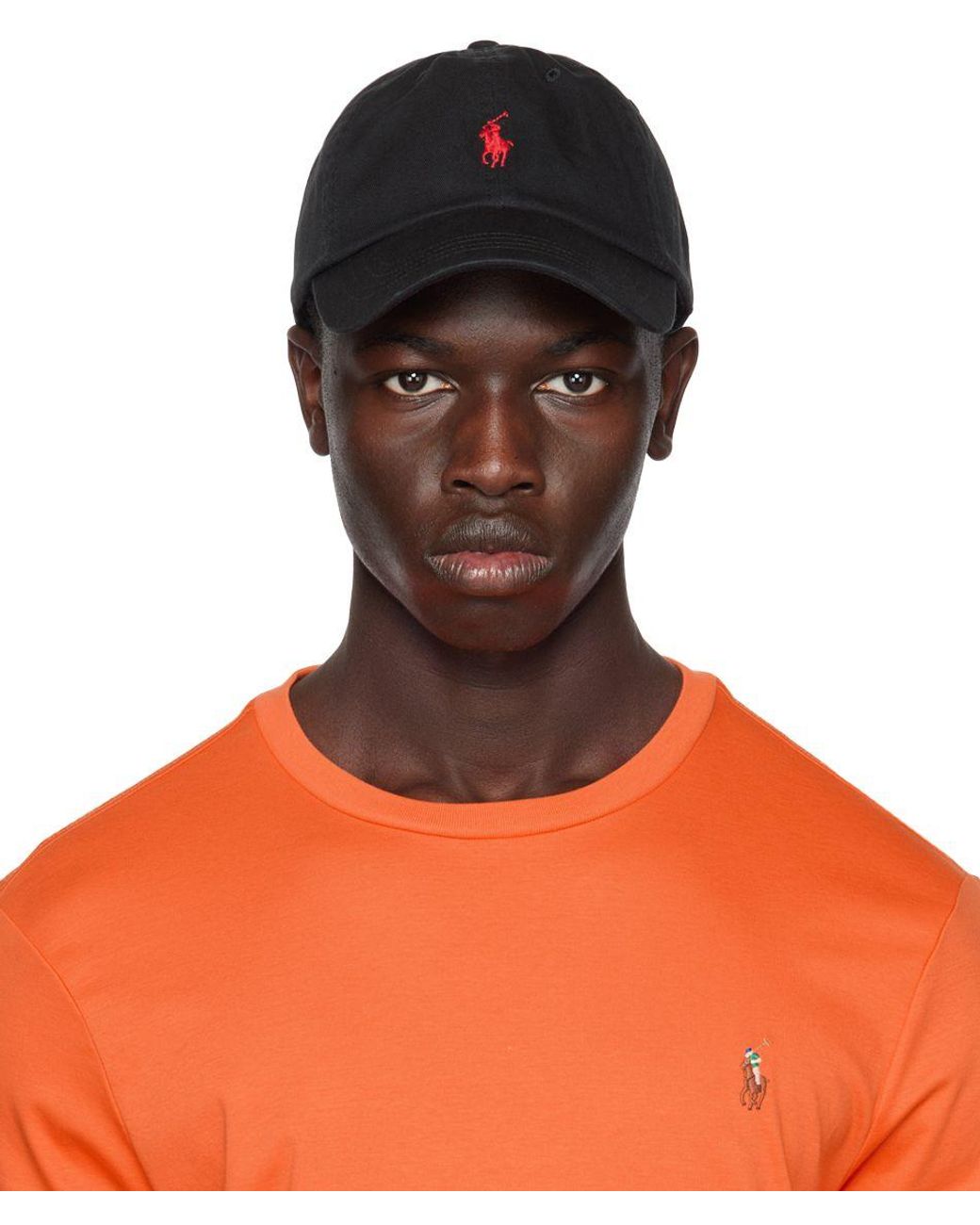 Polo Ralph Lauren Black Logo Cap in Orange for Men | Lyst
