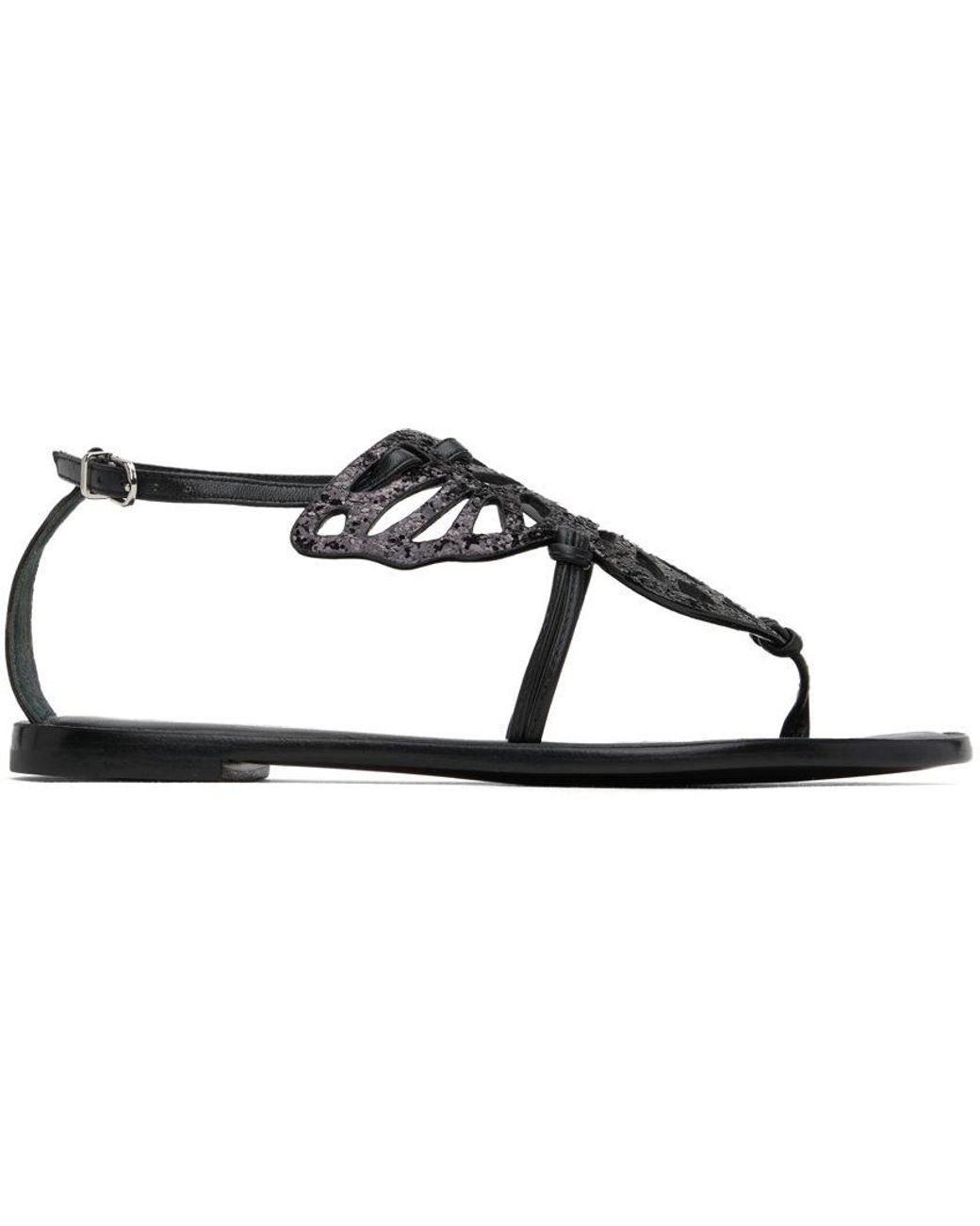 Sophia ster Black Butterfly Flat Sandals Lyst