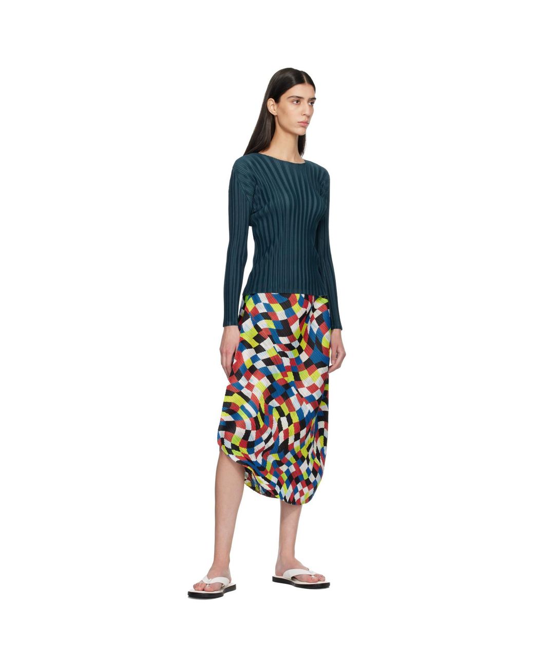 Pleats Please Issey Miyake Blue Rib Pleats November Top