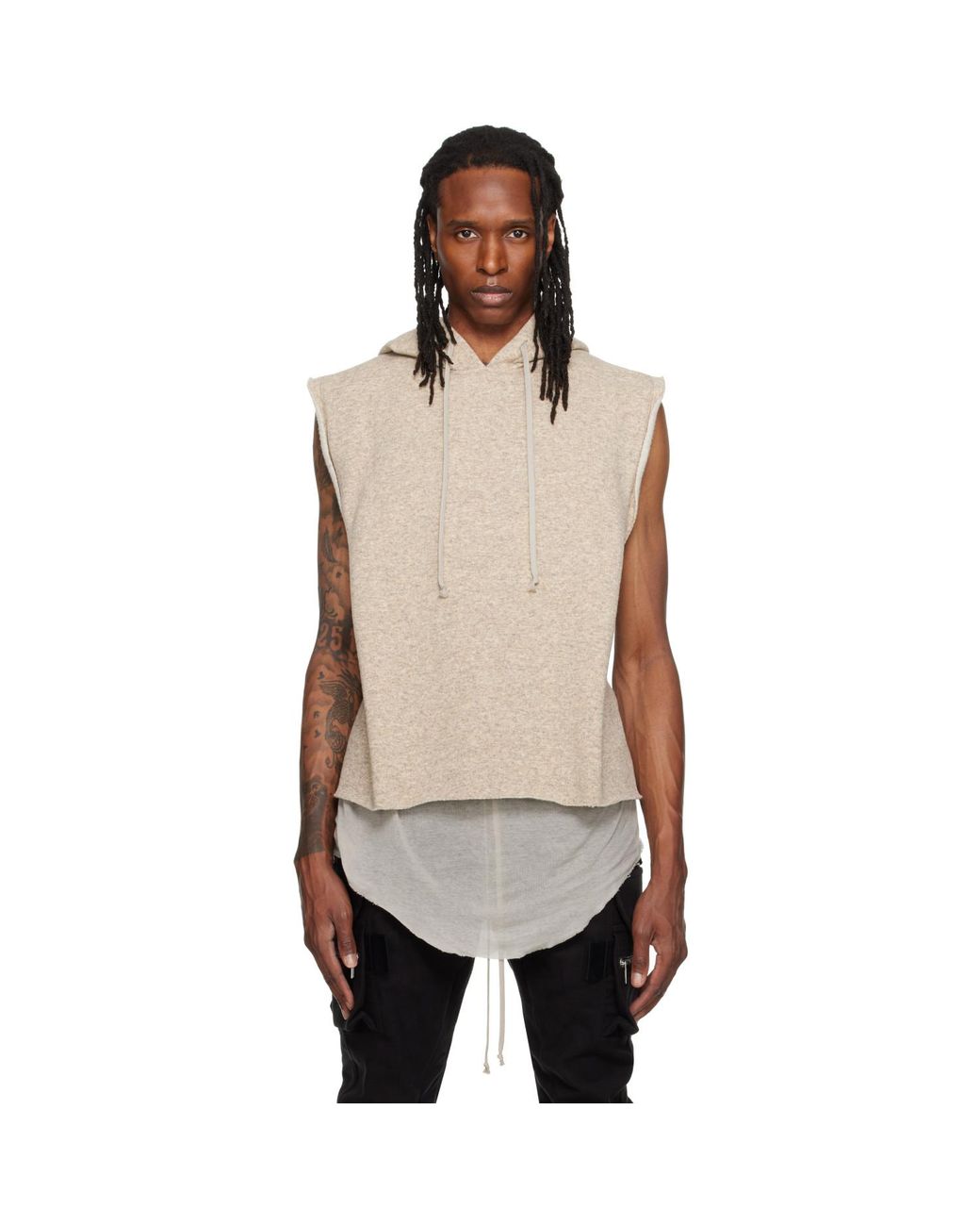 Rick Owens Natural Off- Tower Sl Hoodie for men