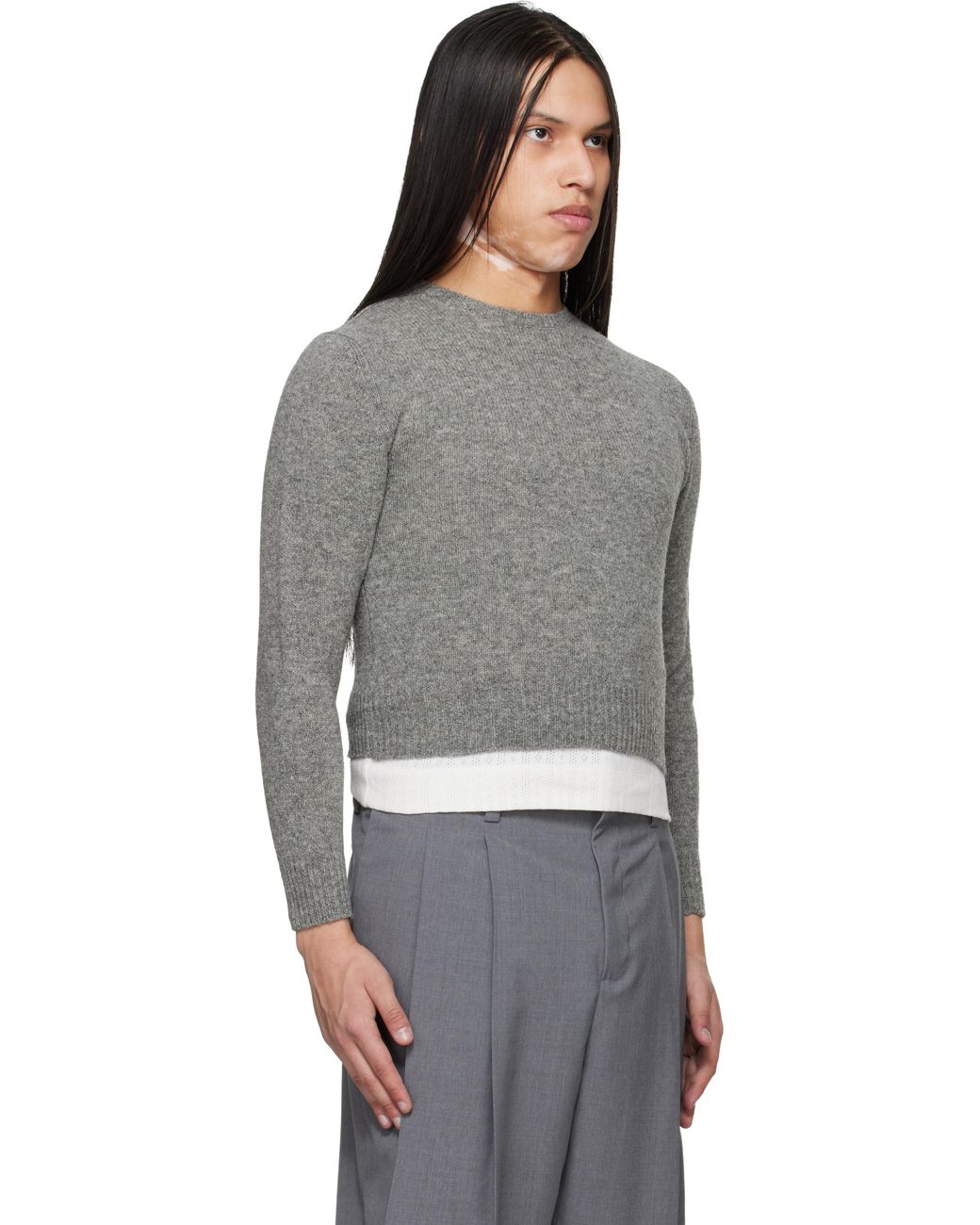 Jil Sander Black Knit Wool-Blend Sweater for men