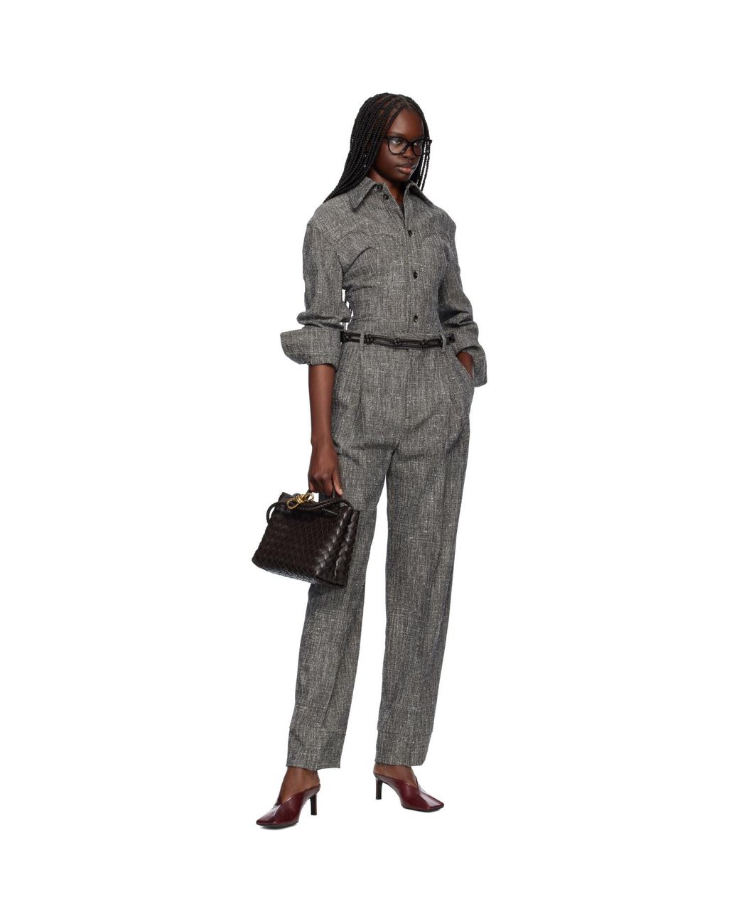Bottega Veneta Black Melange Viscose & Silk Shirt