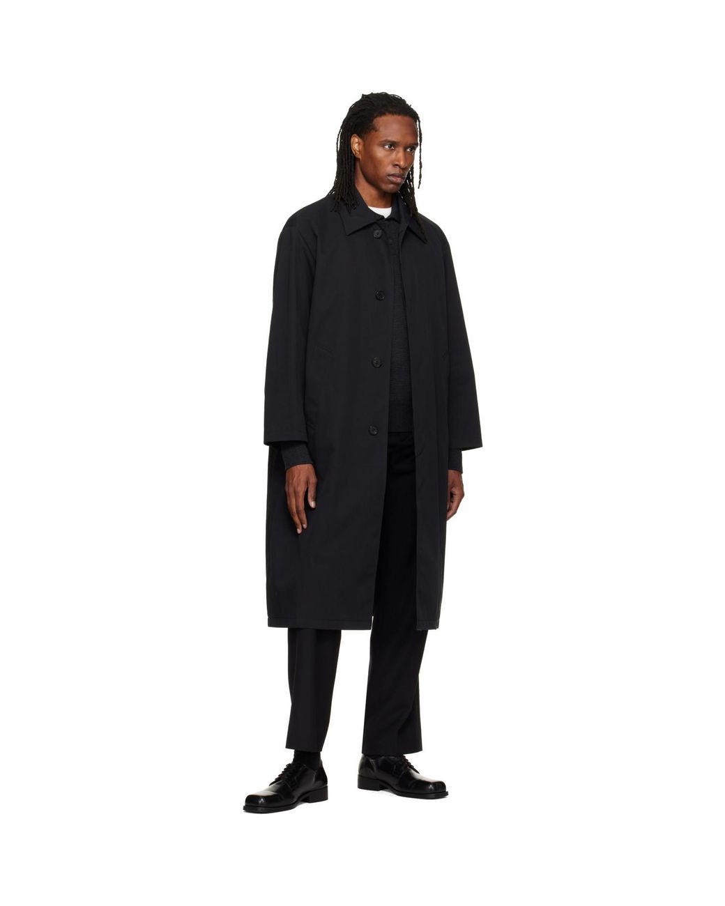DUNST Black Refined Mac Coat for men