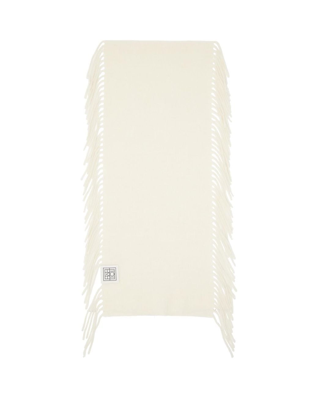 Totême White Cashmere Tassel Scarf