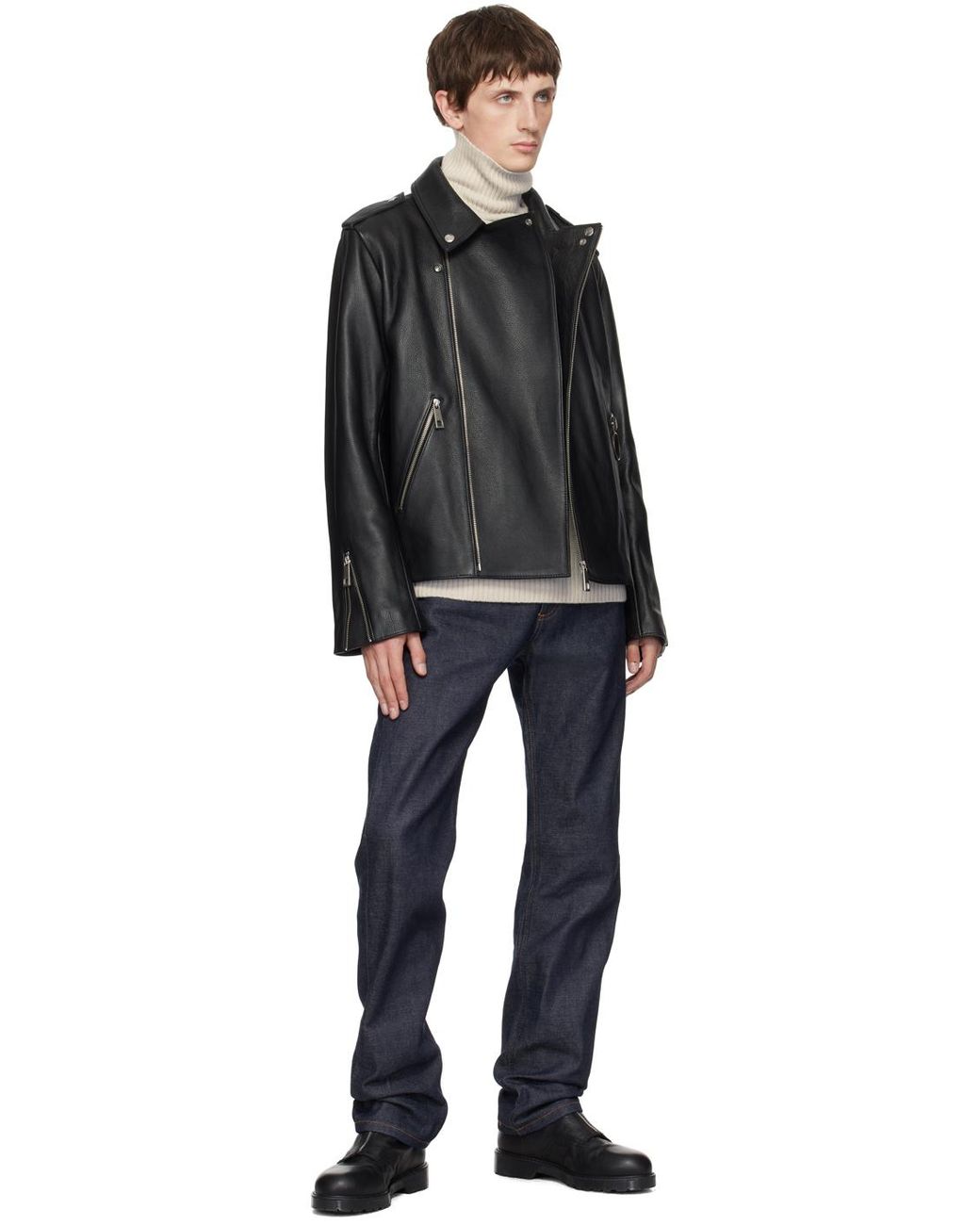 A.P.C. Jw Anderson Edition Leather Jacket in Black for Men Lyst Canada