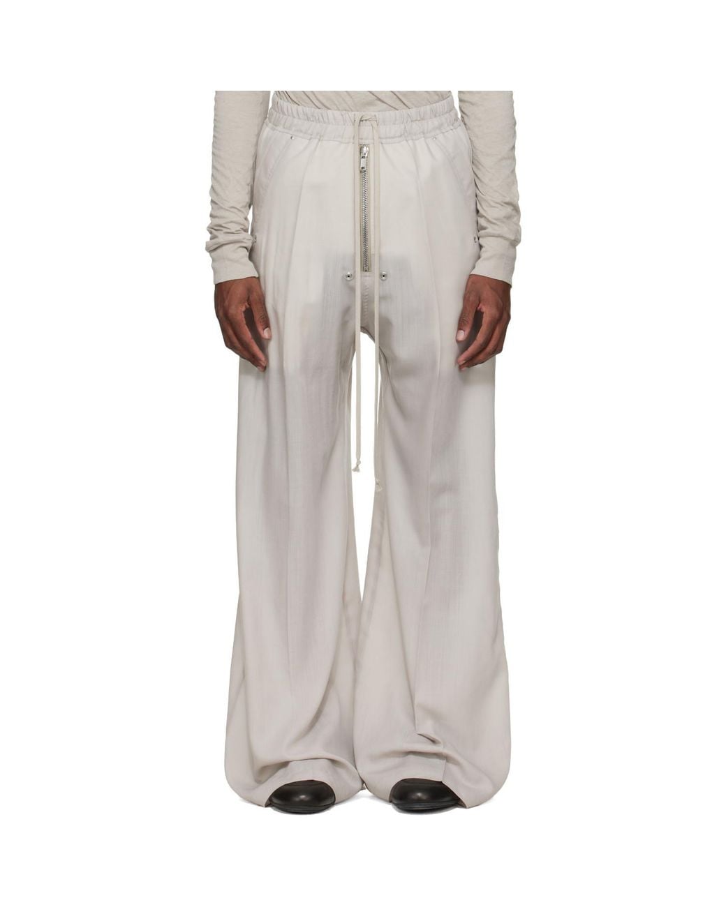 Rick Owens White Off- Temple Wide Bela Trousers for men