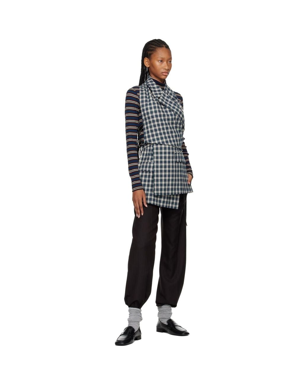Dries Van Noten Black Off- & Backless Cotton Flannel Top