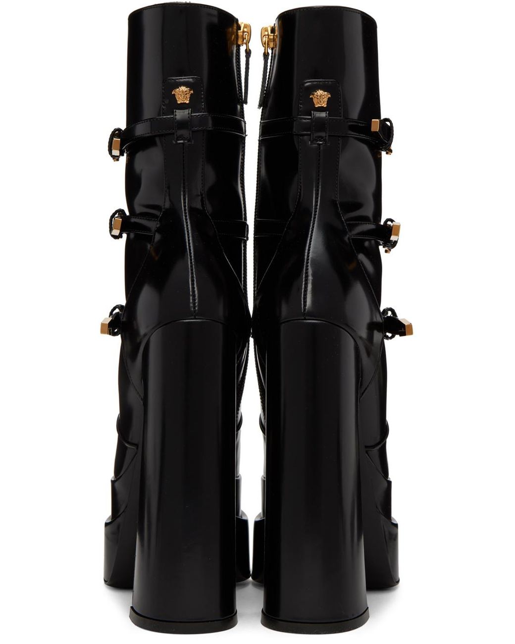 Versace Black Aevitas Pointy Platform Boots | Lyst