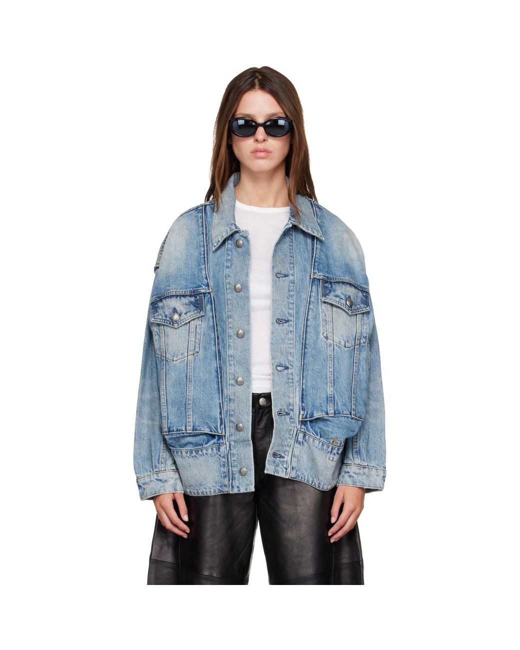 R13 Blue Roxy Moto Denim Jacket