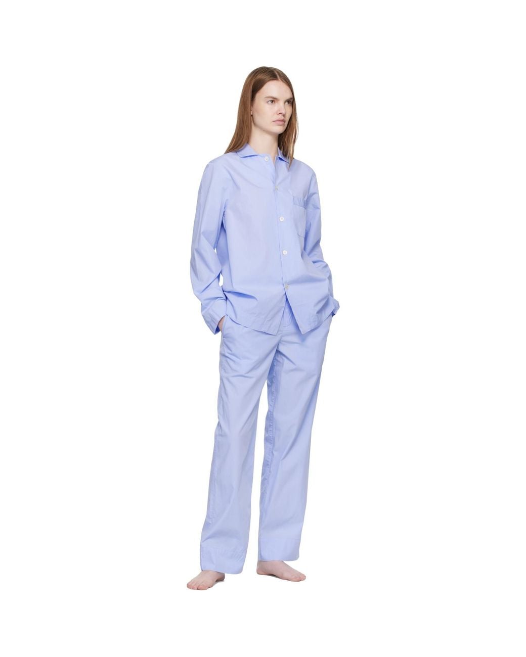 Tekla Blue Poplin Pyjama Pants