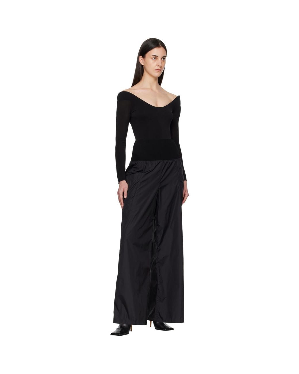Alaïa Black Curved Soft Jersey Bodysuit