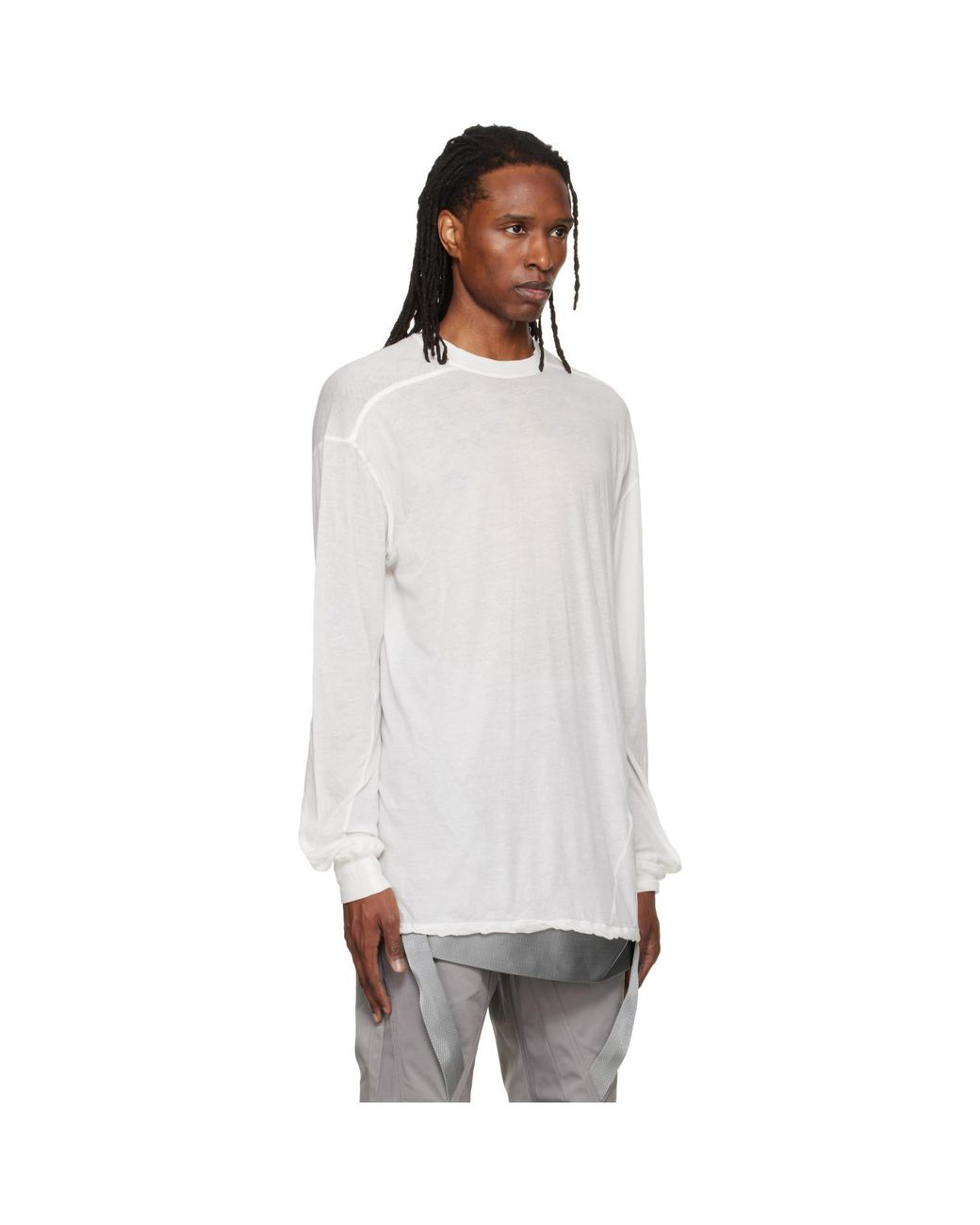 Rick Owens White Off- Tower Rick S Jumbo L/S T-Shirt for men