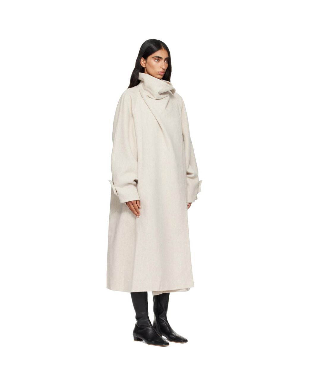 LE17SEPTEMBRE Natural Cowl Neck Handmade Long Coat