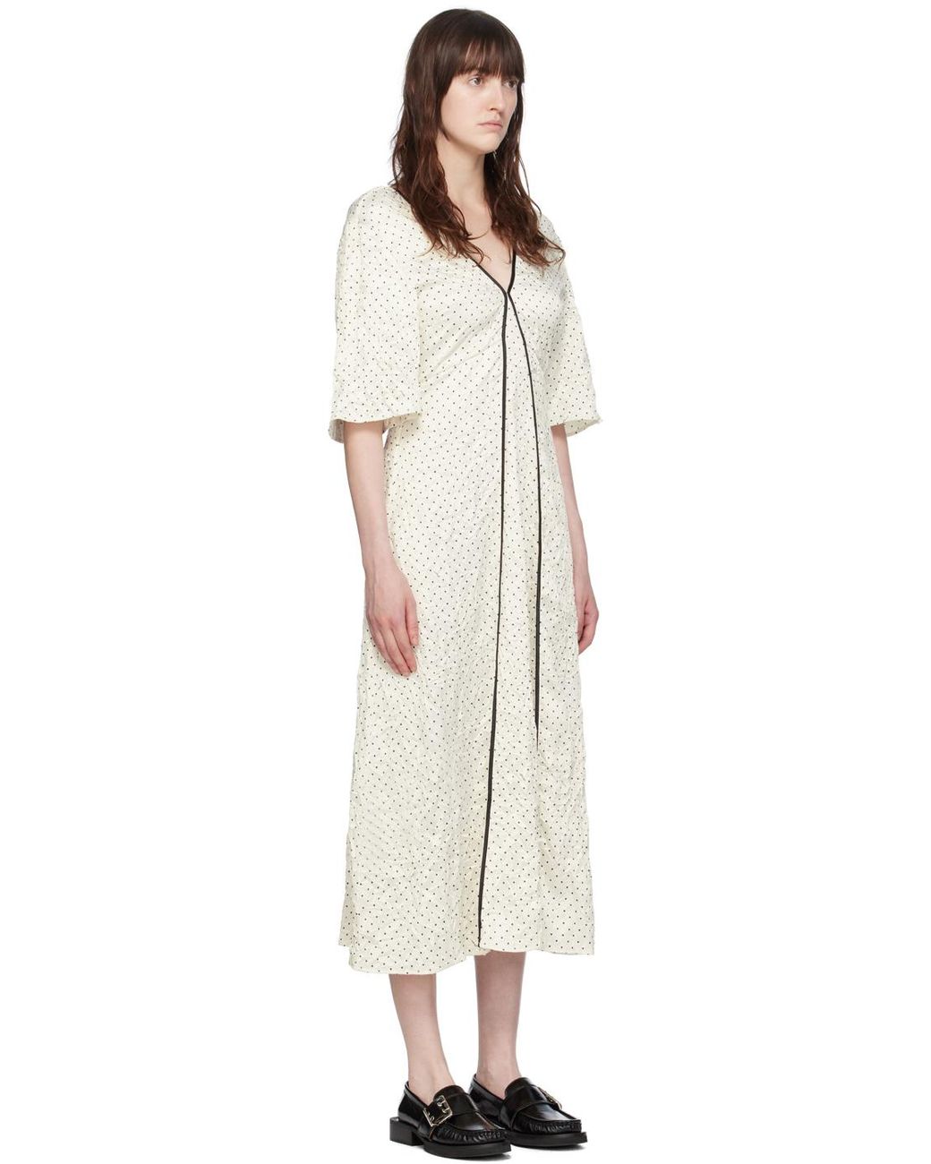 Ganni Black Off- Polka Dot Maxi Dress