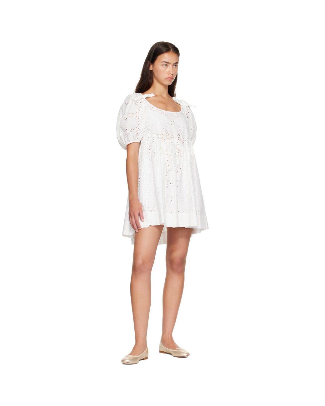 Sandy Liang White Hugo Midi Dress