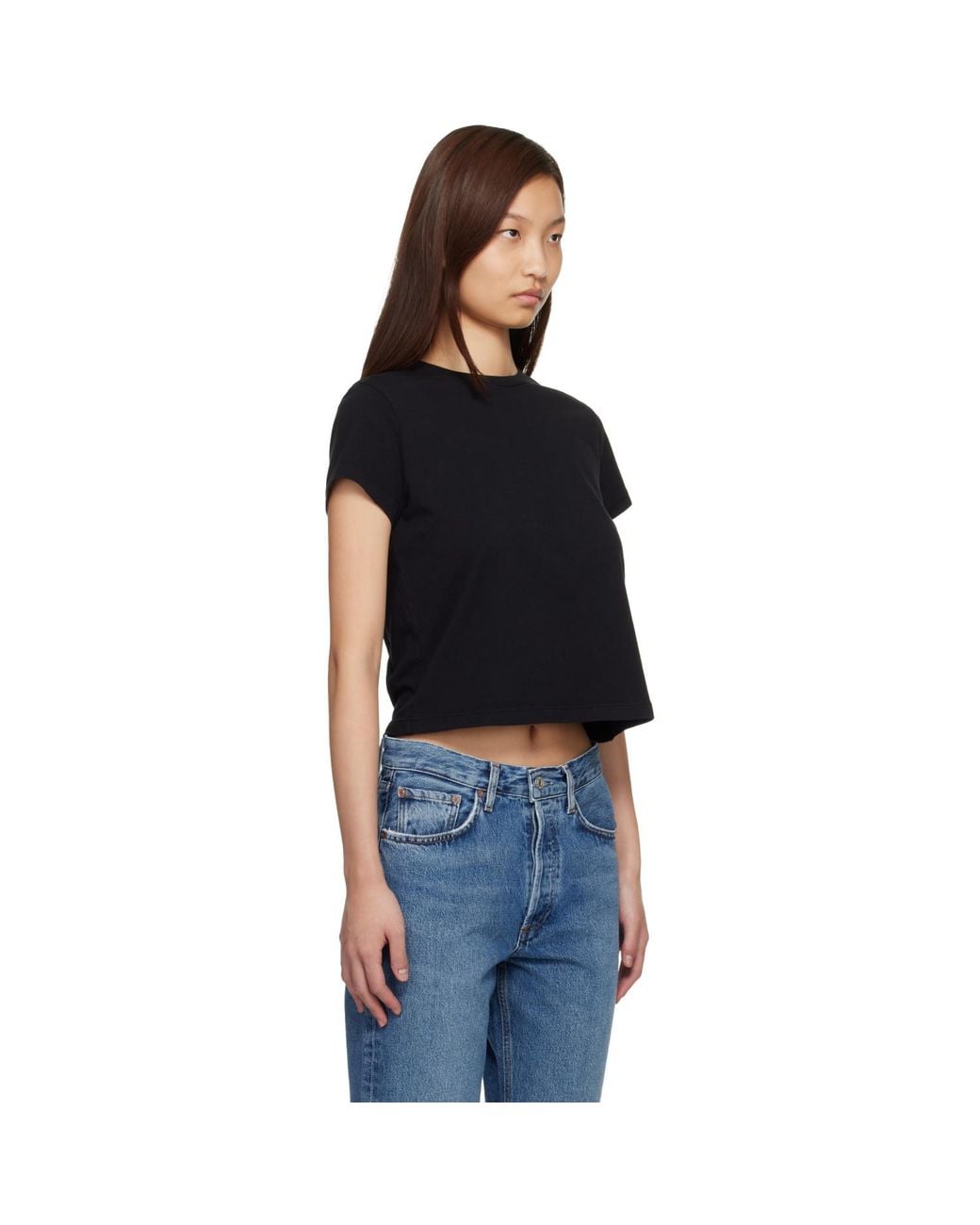 Agolde Black Adine Shrunken T-Shirt