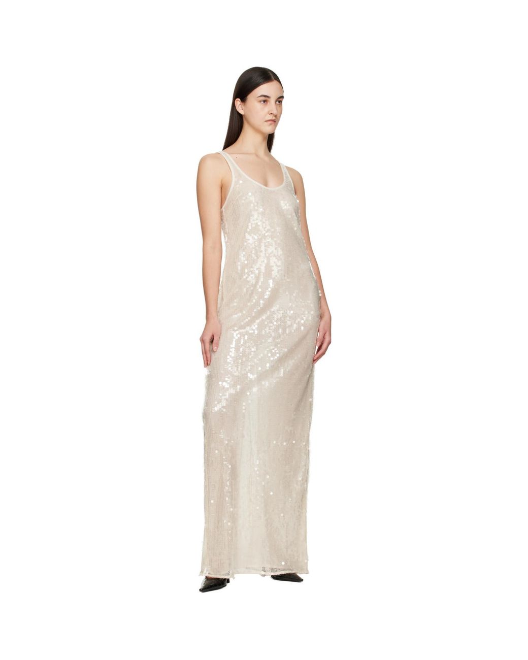 Stella McCartney Black Off- Sequins Tank Maxi Dress