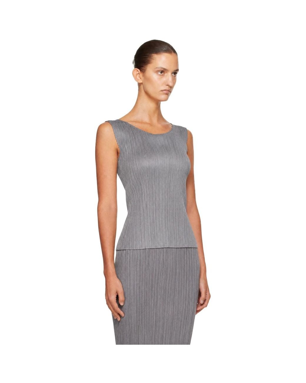 Pleats Please Issey Miyake Gray Basics Top