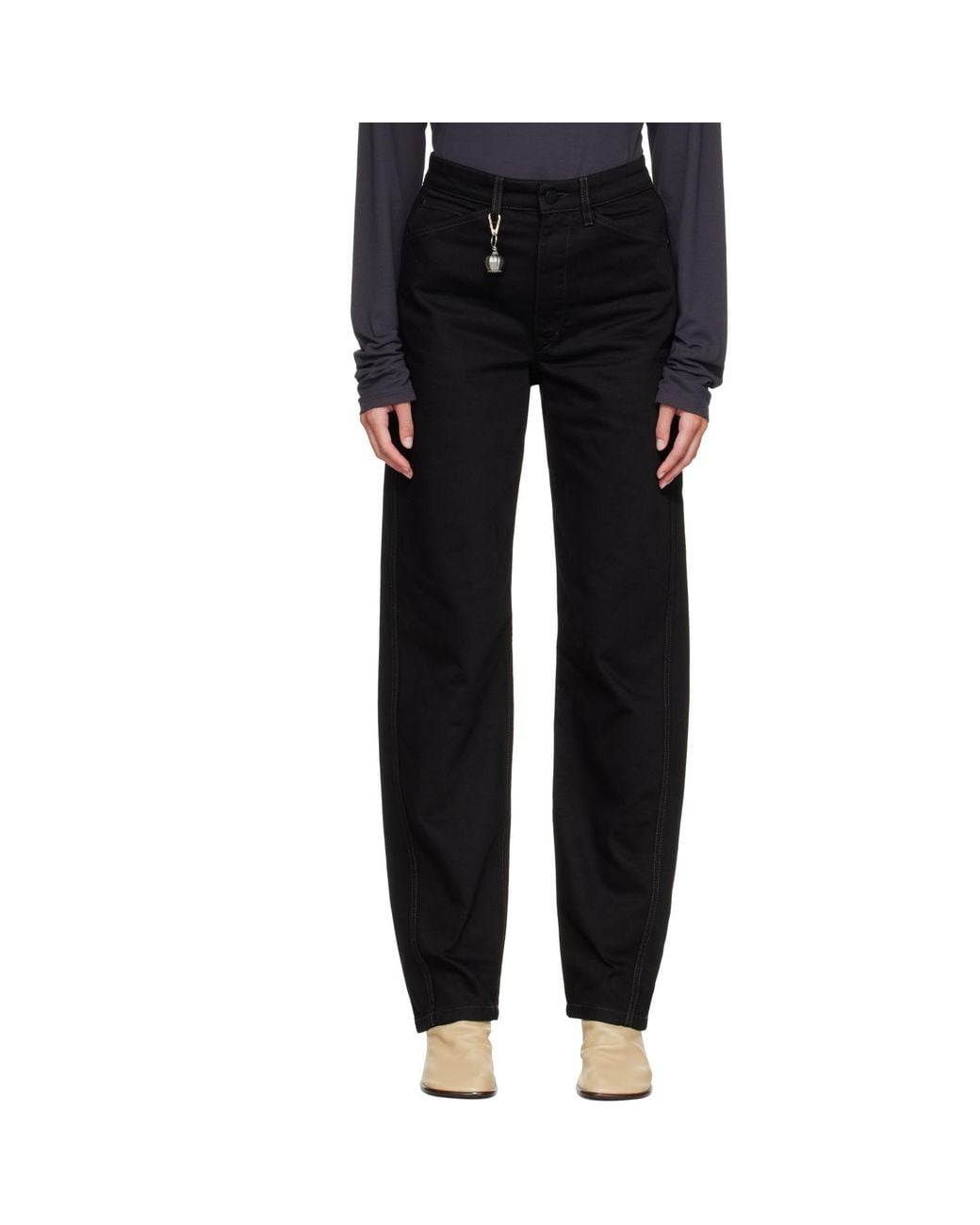 Lemaire Black Five Pockets Twisted Jeans