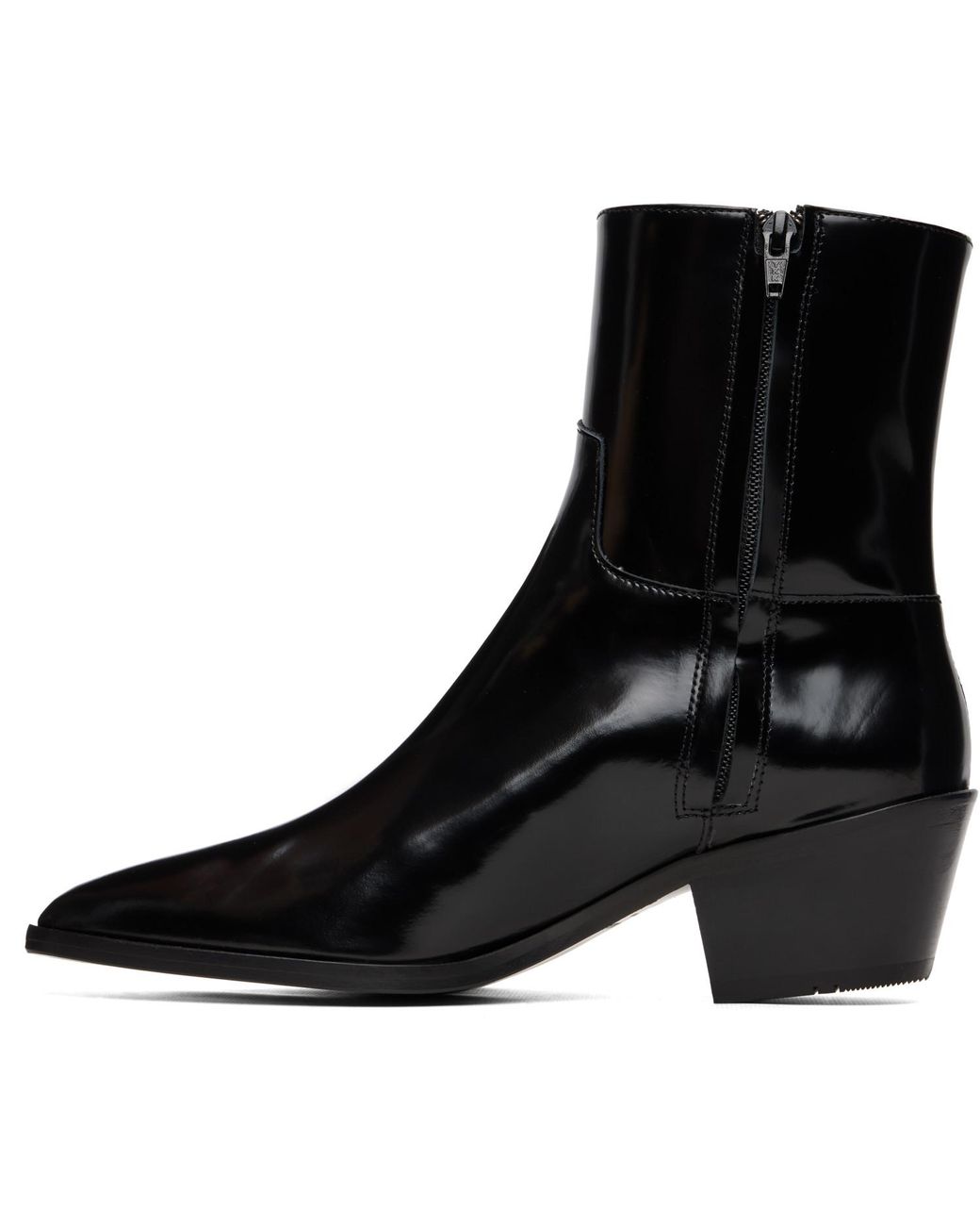 Ernest W. Baker Black Sharp Toe Western Boots for men