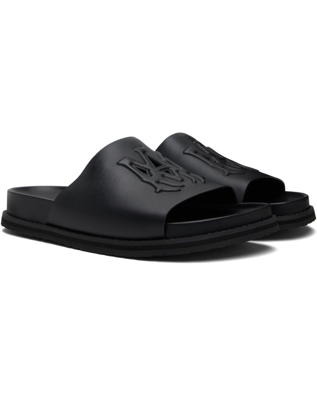 Amiri Black Ma Leather Pool Slides for men