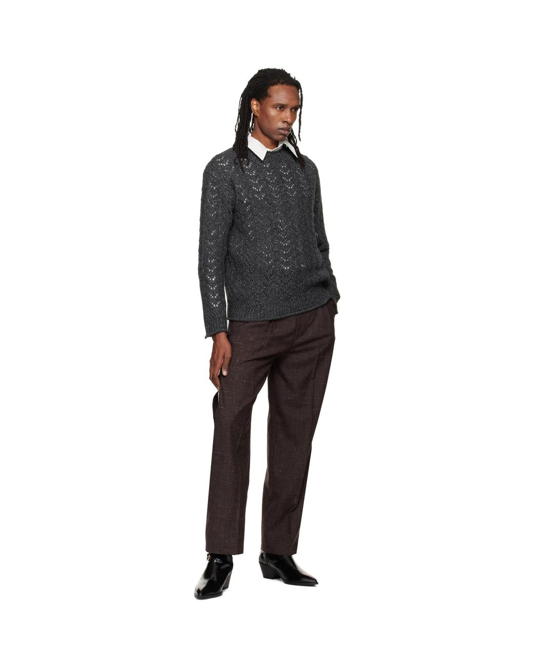 NULLUS Black Eyelet Sweater for men