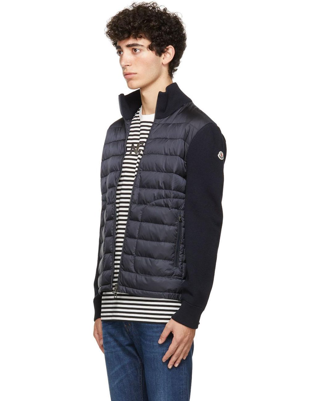 Moncler Synthetic Down Zipper Jacket in Navy (Blue) for Men | Lyst