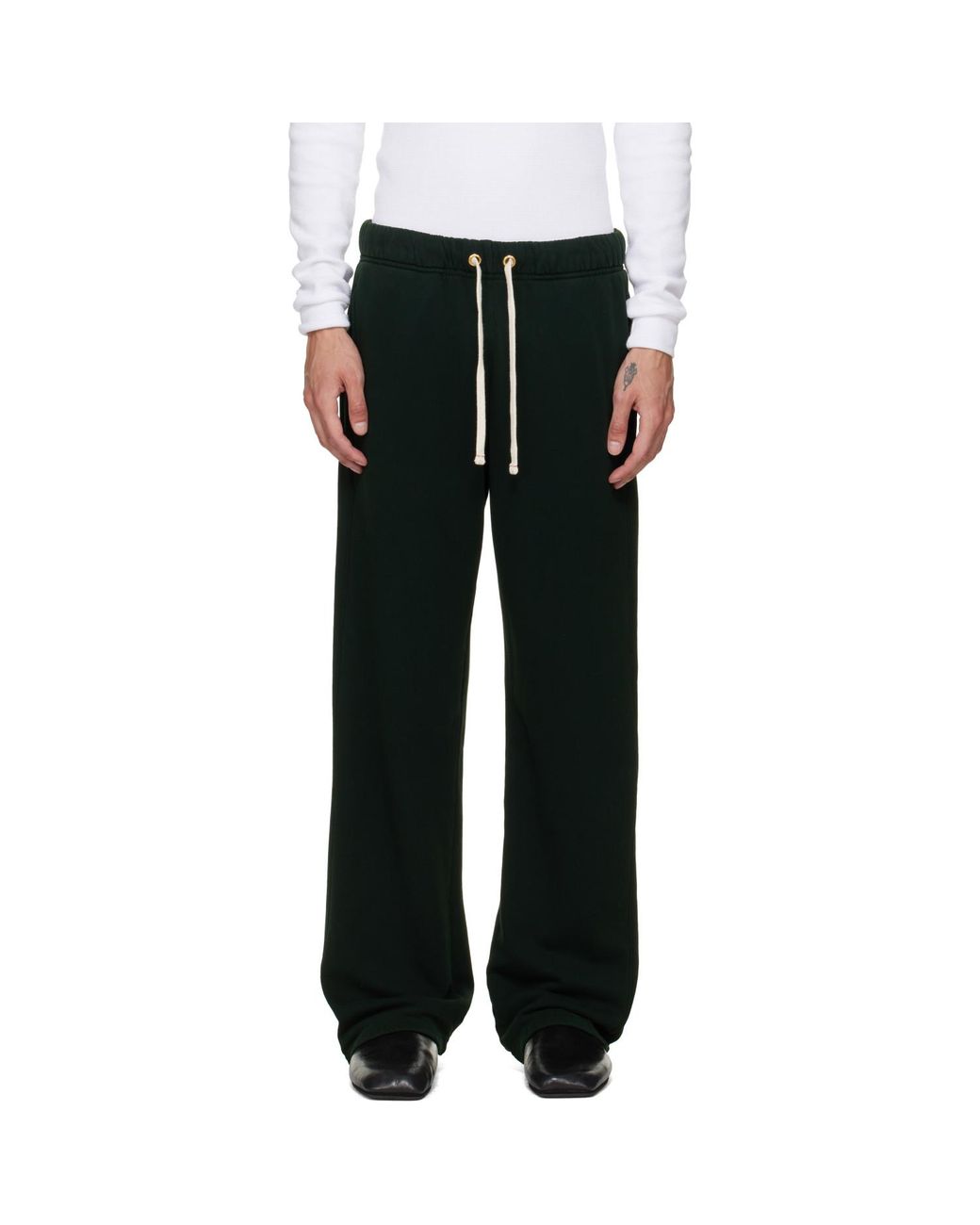 Les Tien Black French Terry Classic Sweatpants for men