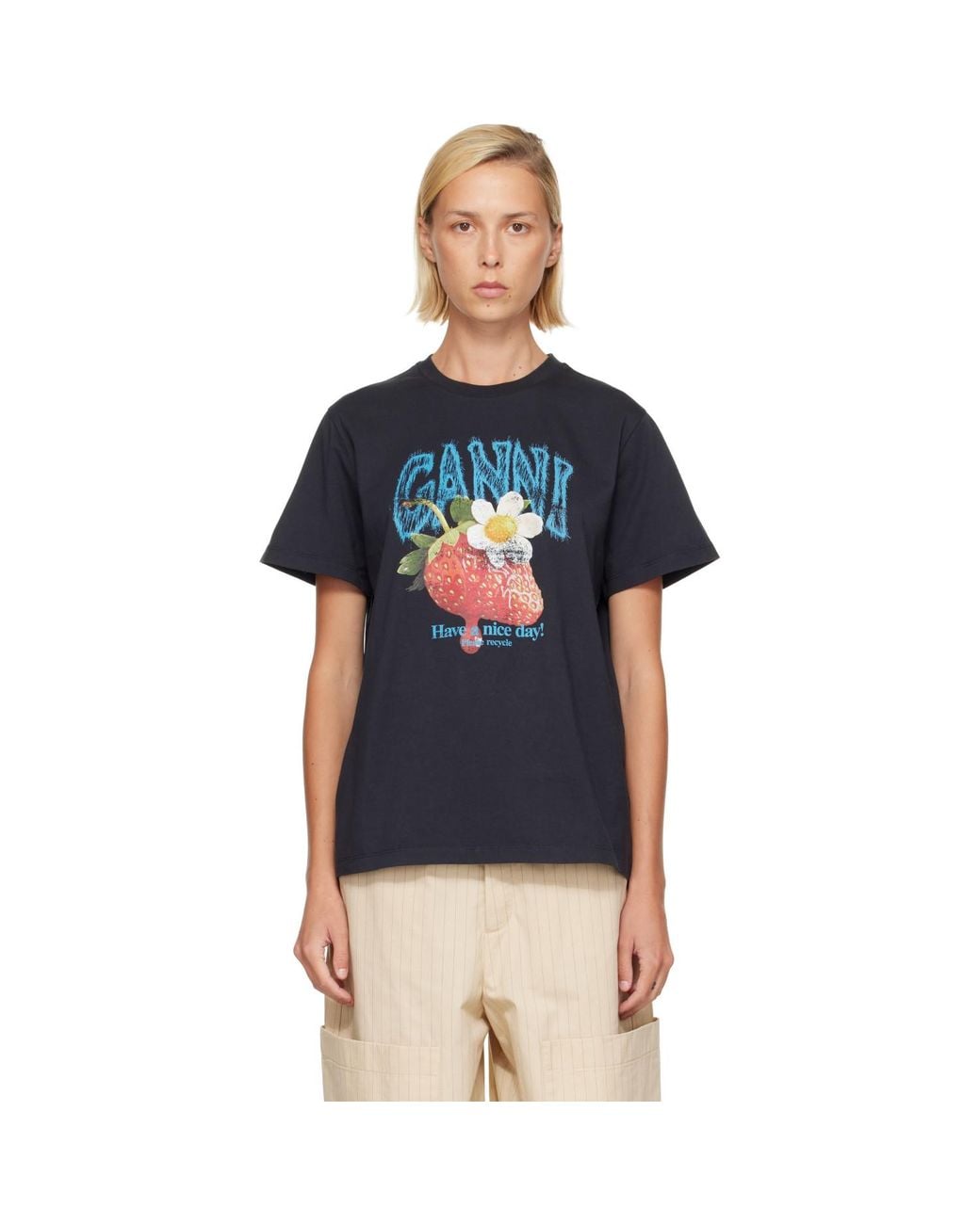 Ganni Blue Strawberry T-Shirt