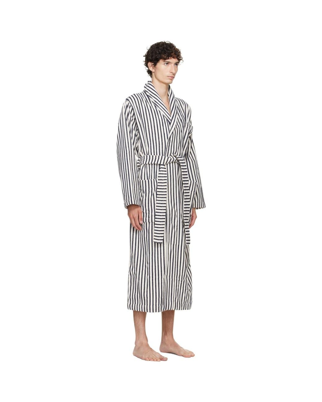 Tekla Gray Terry Classic Bathrobe for men
