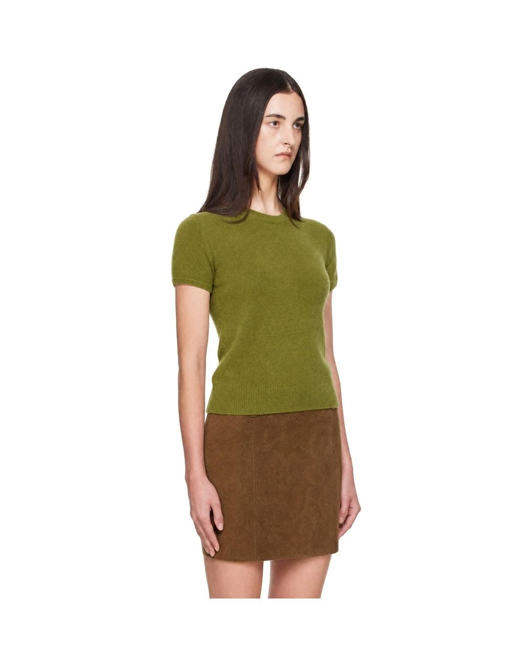 DUNST Green Half Sleeve Knit Top