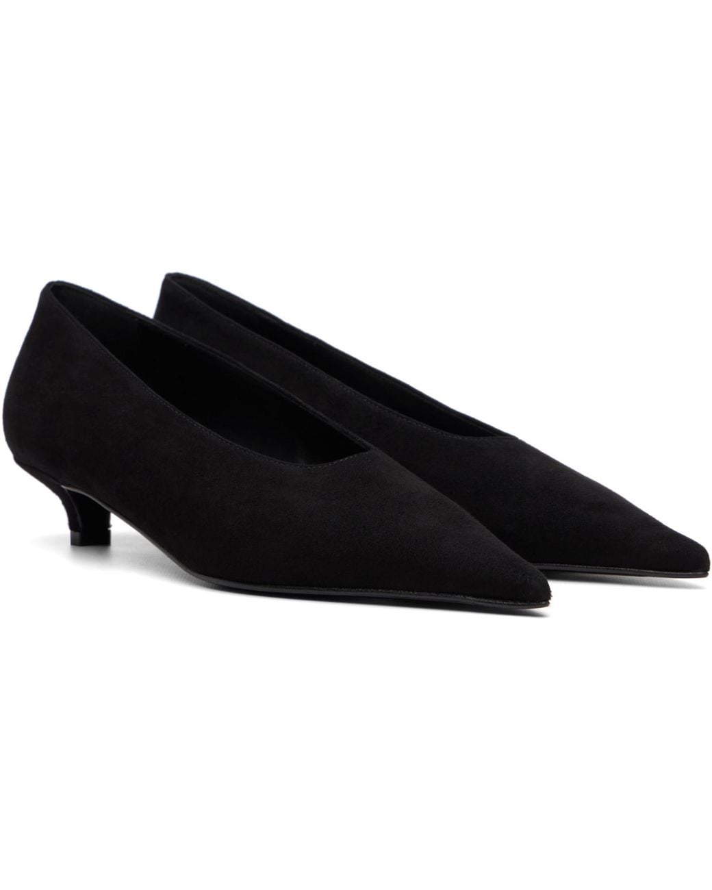 Totême Black Sharp Suede Kitten Heels