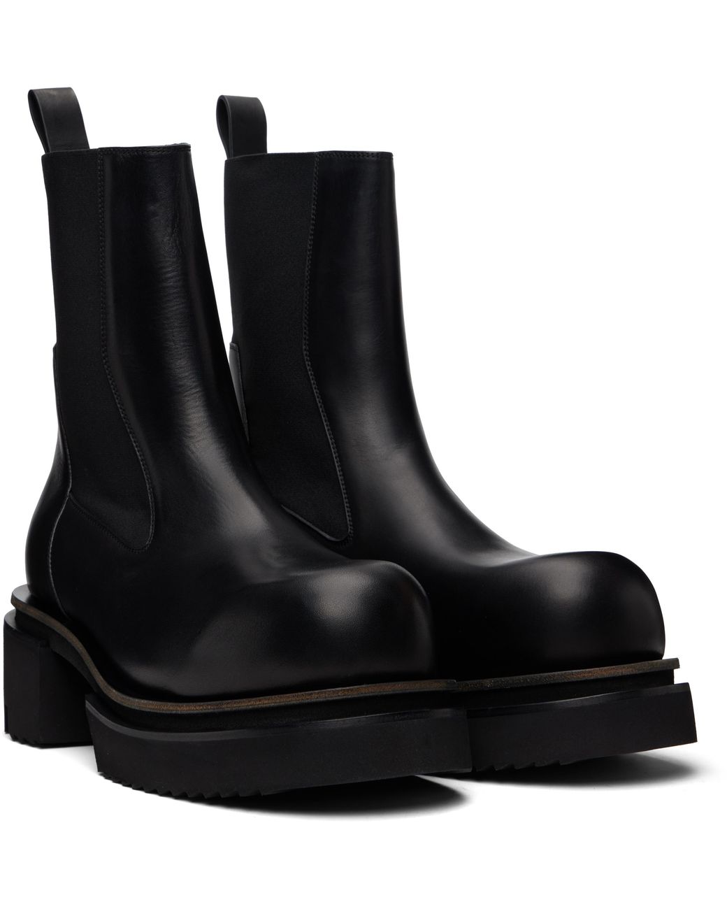 Rick Owens Black Temple Beatle Bogun Chelsea Boots for men