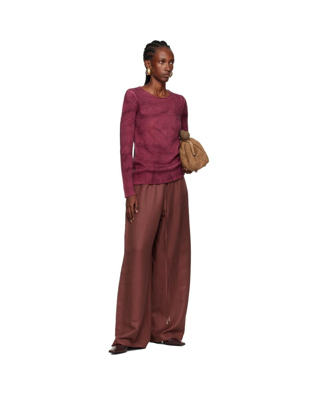 Gabriela Hearst Red Burgundy Gelos Wide-Leg Trousers