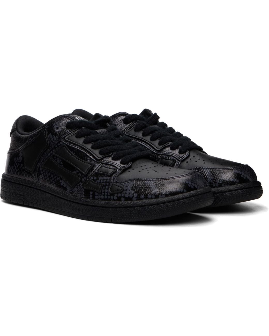 Amiri Black Printed Python Skel Top Low Sneakers for men