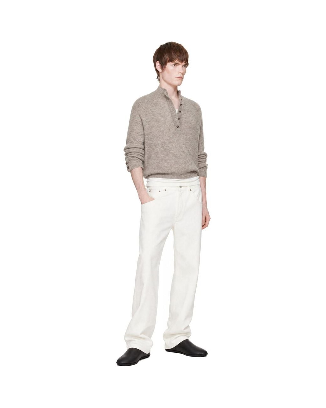 Cordera Gray Baby Alpaca Polo Sweater for men
