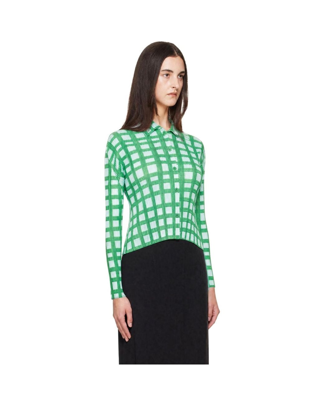 Pleats Please Issey Miyake Green Basket Shirt