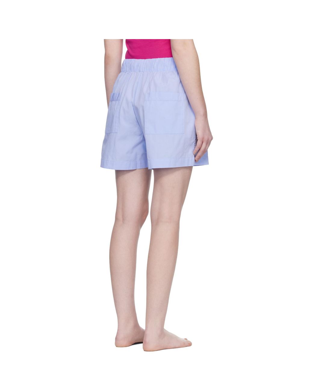 Tekla Blue Poplin Pyjama Shorts