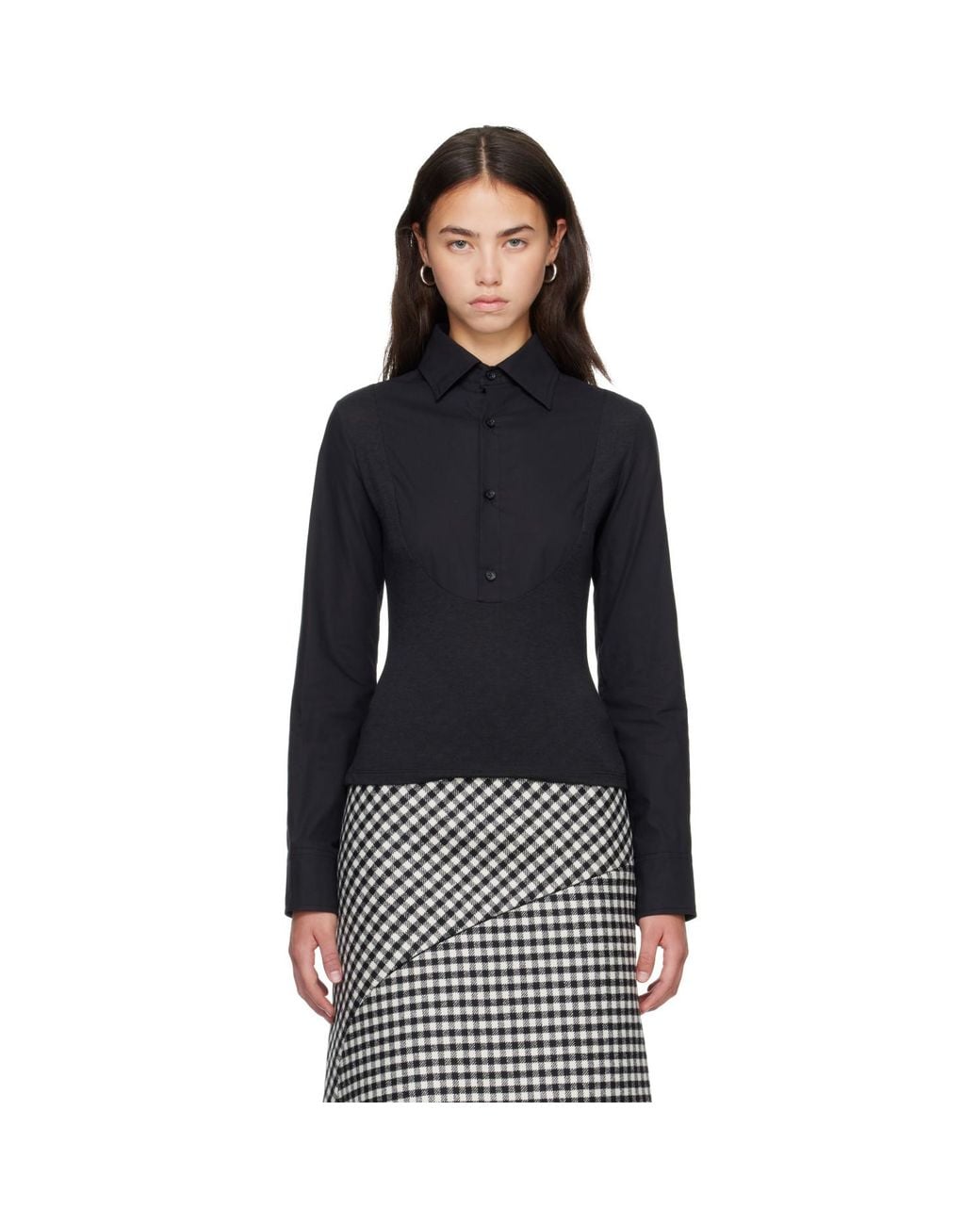 Jean Paul Gaultier Black Bi Material Shirt
