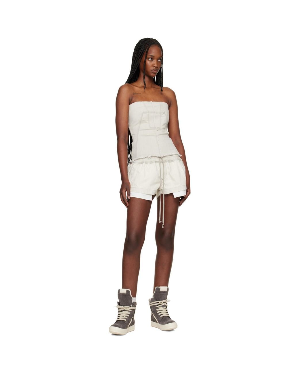 Rick Owens Multicolor Off- Temple Bustier Denim Top