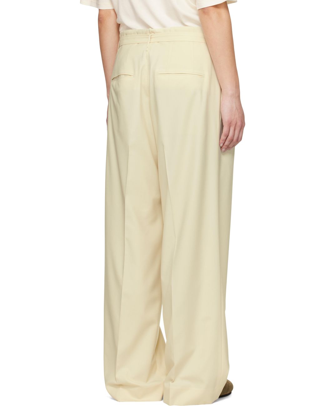 AURALEE Super Fine Tropical Wool Two-Tuck Trousers in Natural | Lyst