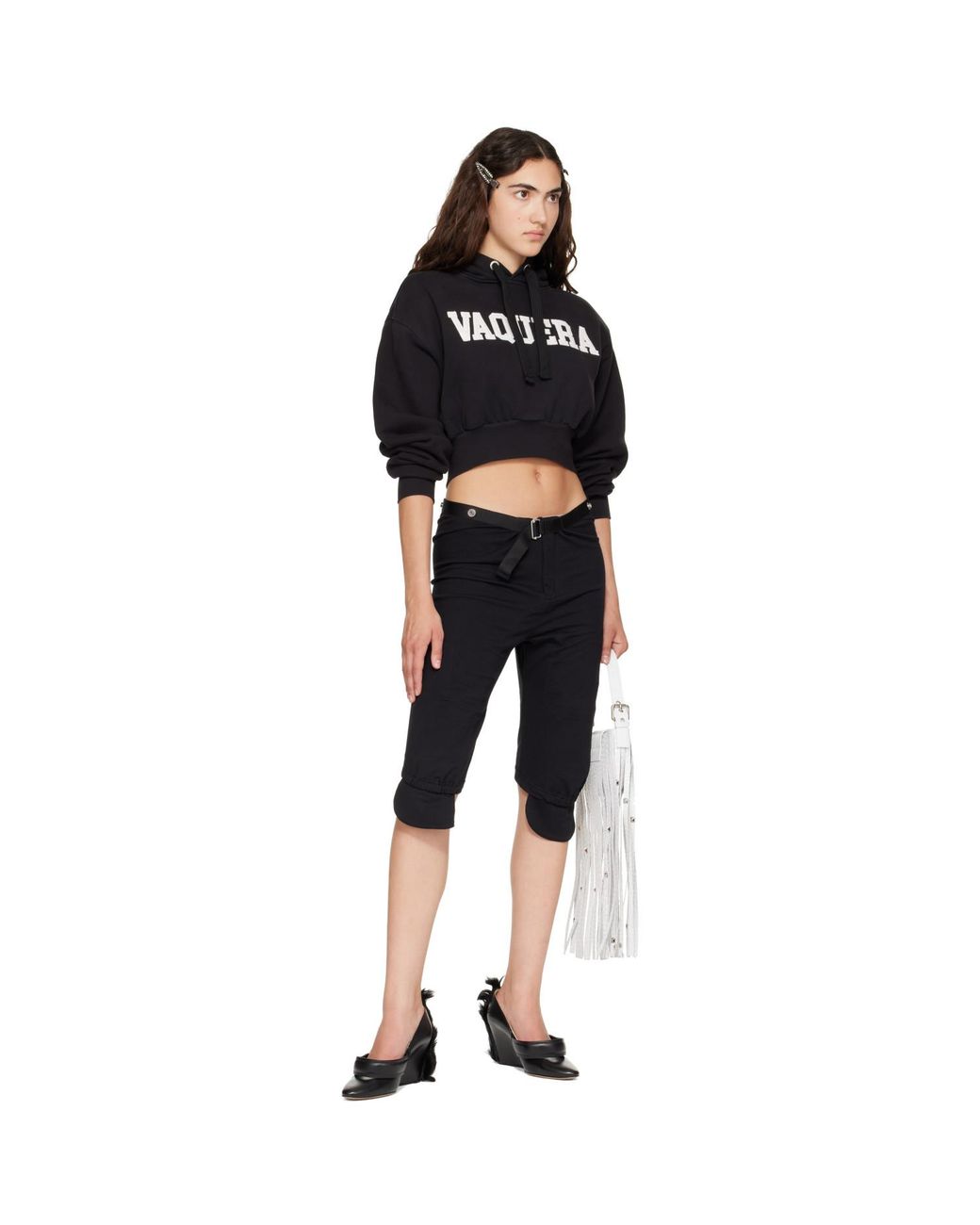VAQUERA Black Leather Shearling Heels