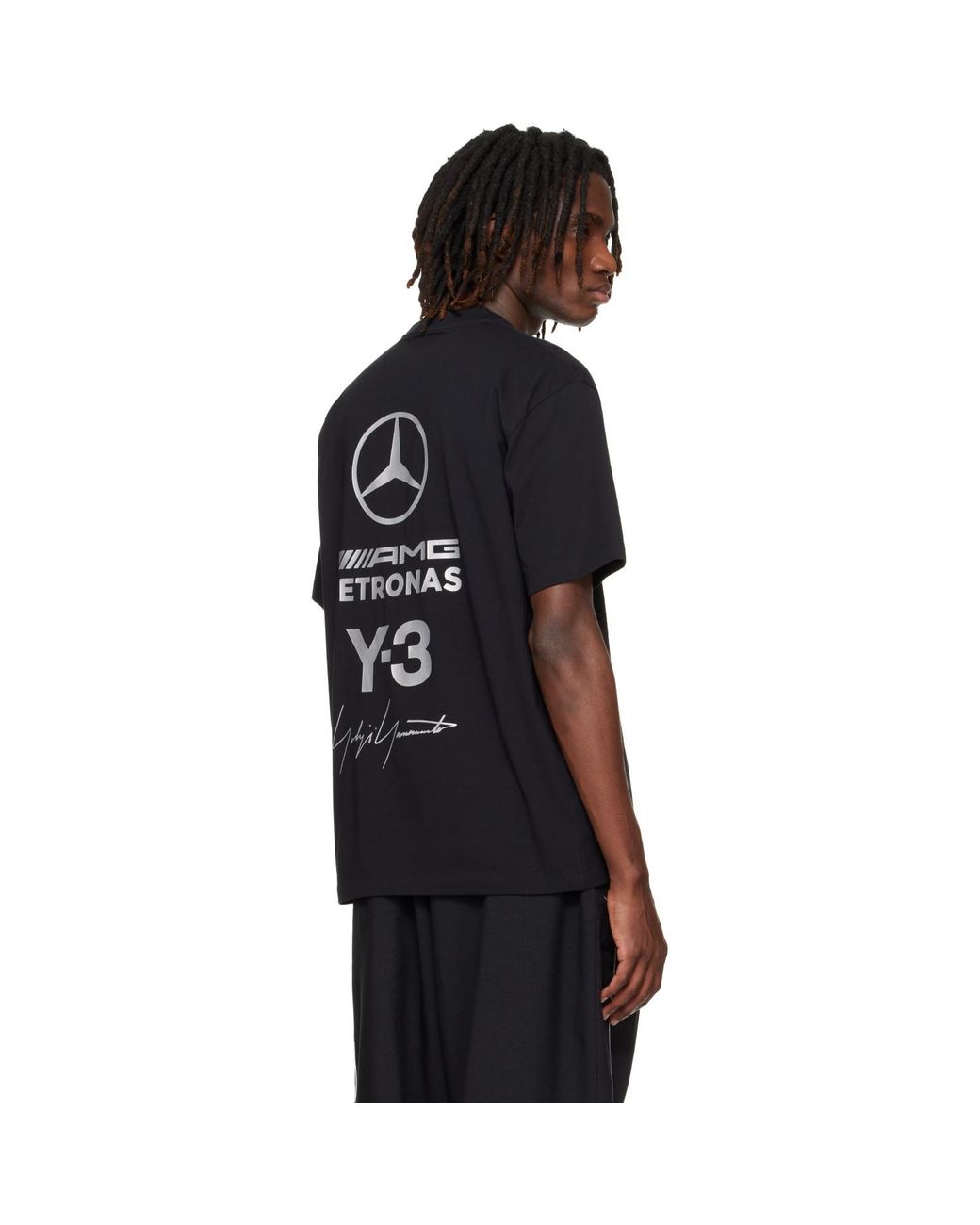 Y-3 Black Mercedes-Amg F1 Edition Logo Stack T-Shirt for men