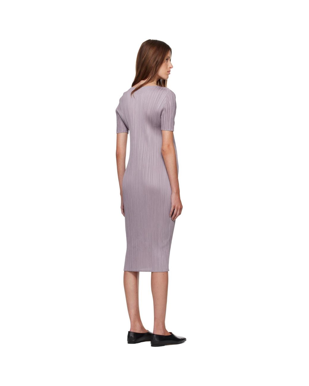Pleats Please Issey Miyake Purple Monthly Colors August Midi Dress