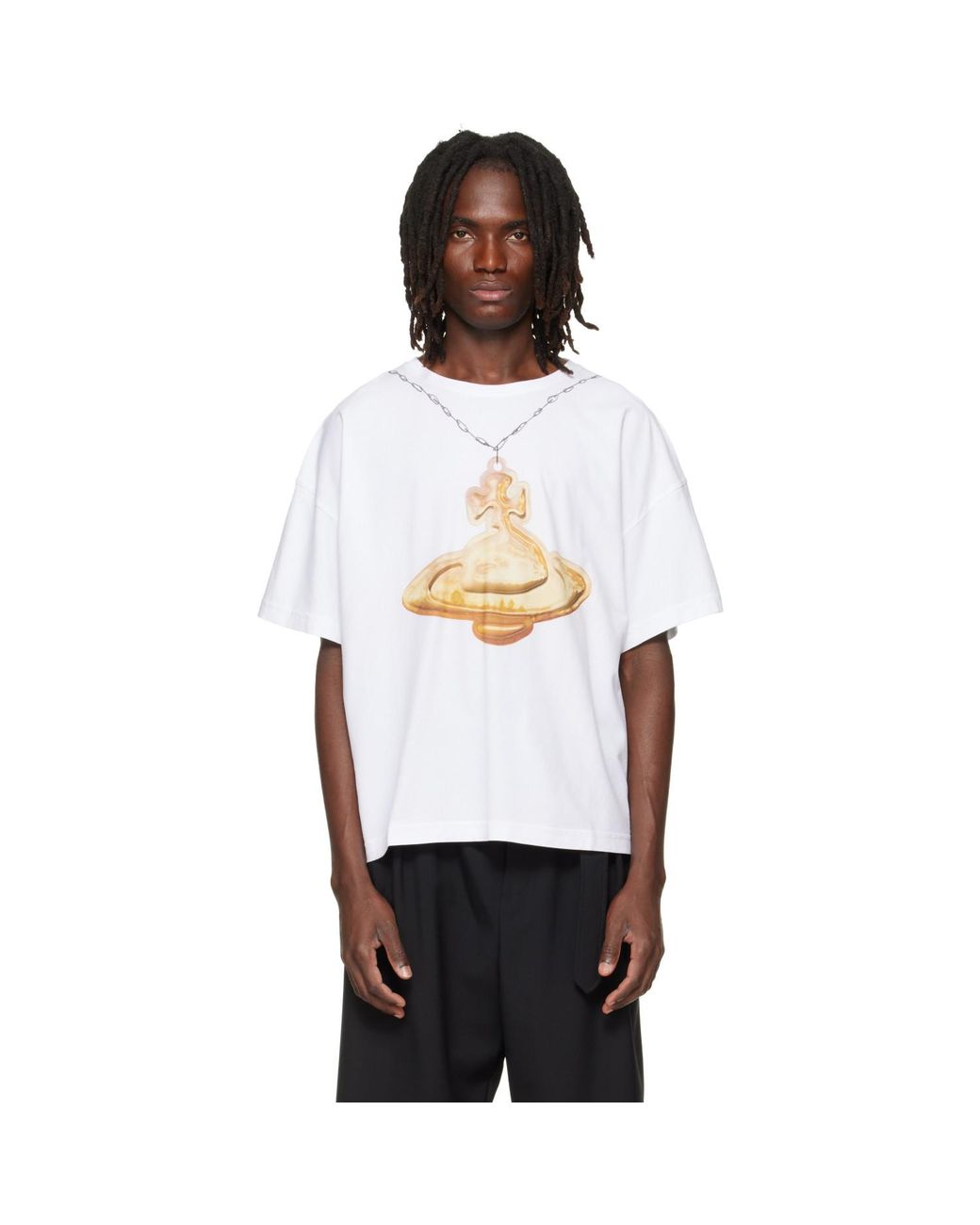 Vivienne Westwood White Orb Oversized Box T-Shirt for men