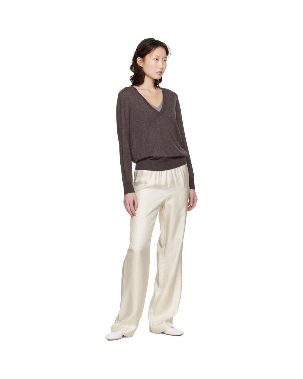 Loulou de Saison White Off- Alera Lds Silk Twill Trousers
