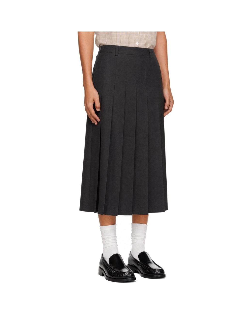 DUNST Black Pleats Midi Skirt