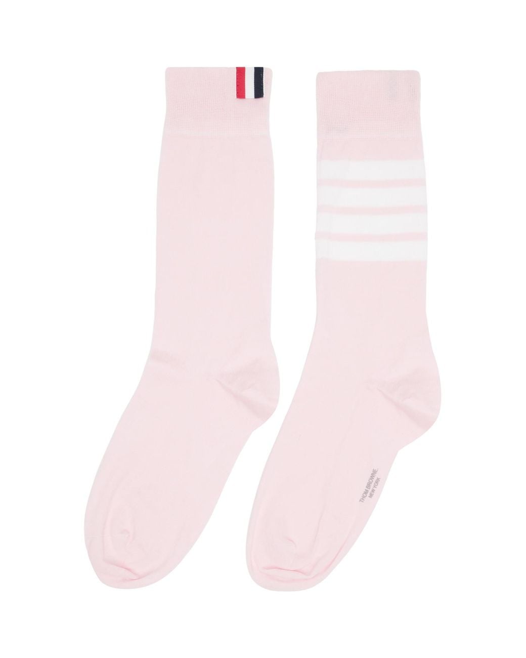 Thom Browne Pink Cotton 4-Bar Mid Calf Socks